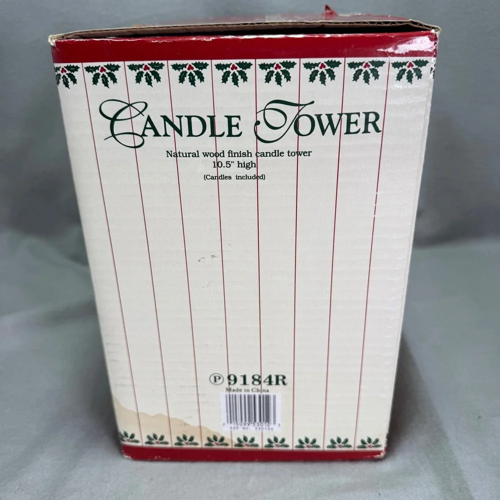 Holly Tree Nativity Carousel Single Tier Candle Tower Vintage Christmas Decor